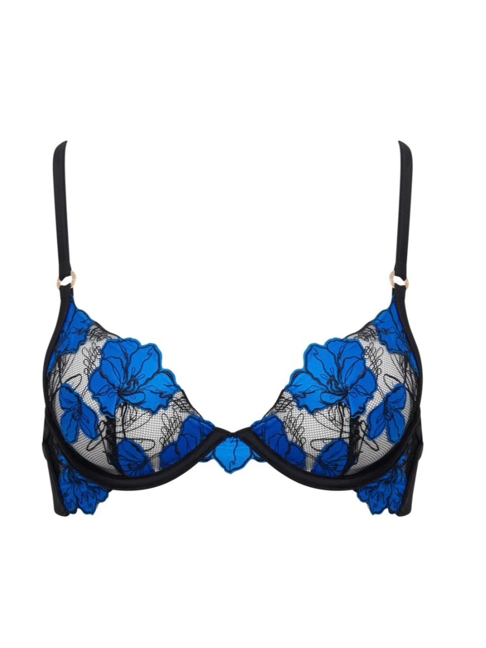 Bluebella Sorento Floral Embroidered Bra 34A Blue and Black NWT